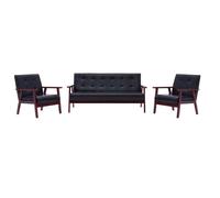 vidaXL Ensemble de Canapés 3 pcs Sofa de Salon Canapé de Salle de Séjour Fauteuil de Salon Bureau Maison Intérieur Noir 279136
