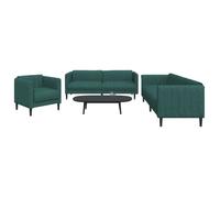 vidaXL Ensemble de canapés 3 pcs vert foncé tissu, canapé, siège de canapé, canapé relax, canapé confort, fauteuil de 3209233