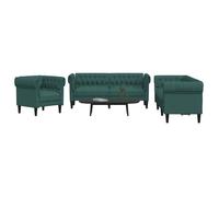 vidaXL Ensemble de canapés 3 pcs vert foncé tissu, canapé, siège de canapé, canapé relax, canapé confort, fauteuil de 3209195