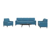 vidaXL Ensemble de canapés 3pcs et coussins et traversins bleu velours