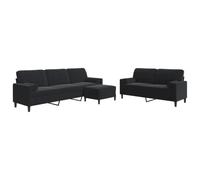 Vidaxl Ensemble De Canapés 3pcs Et Coussins Et Traversins Noir Velours Multicolore