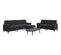 vidaXL Ensemble de canapés 3pcs et Coussins et traversins Noir Velours, canapé, siège de canapé, canapé Relax, canapé Confort, Fauteuil de télévision