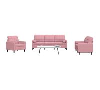 Vidaxl Ensemble De Canapés 3pcs Et Coussins Et Traversins Rose Velours Multicolore