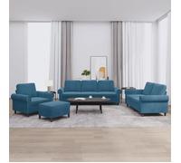 vidaXL Ensemble de canapés 4 pcs avec coussins Bleu Velours 3202189