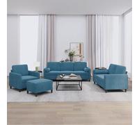 Vidaxl Ensemble De Canapés 4 Pcs Avec Coussins Bleu Velours Bleu