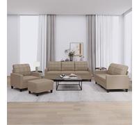 vidaXL Ensemble de canapés 4 pcs avec coussins Cappuccino Similicuir 3201347
