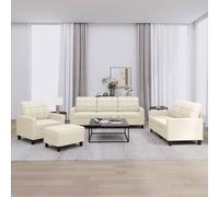 vidaXL Ensemble de Canapés avec Coussins 4 pcs, Canapés avec Accoudoirs et Dossier, Ensemble de Meubles avec Repose-pied 3201344