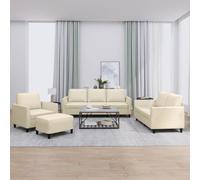 Vidaxl Ensemble De Canapés 4 Pcs Avec Coussins Crème Similicuir