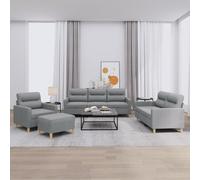 vidaXL Ensemble de canapés 4 pcs avec coussins Gris clair Tissu