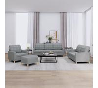 Vidaxl Ensemble De Canapés 4 Pcs Avec Coussins Gris Clair Tissu Gris