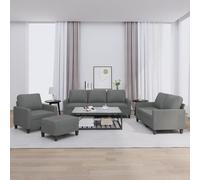 vidaXL Ensemble de canapés 4 pcs avec coussins Gris foncé Tissu
