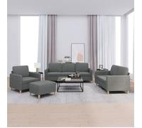 vidaXL Ensemble de canapés 4 pcs avec coussins Gris foncé Tissu