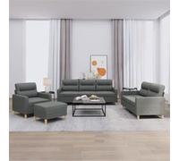 vidaXL Ensemble de canapés 4 pcs avec coussins Gris foncé Tissu3201545 Gris foncé G