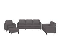 vidaXL Ensemble de canapés 4 pcs en similicuir gris avec coussins