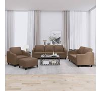 Vidaxl Ensemble De Canapés 4 Pcs Avec Coussins Marron Tissu Marron