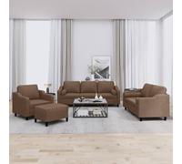 Vidaxl Ensemble De Canapés 4 Pcs Avec Coussins Marron Tissu