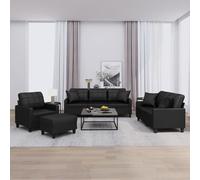 vidaXL Ensemble de canapés 4 pcs avec coussins noir similicuir