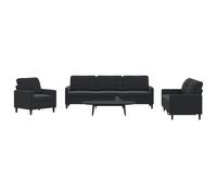 Ensemble de canapés 4 pcs avec coussins Noir Velours