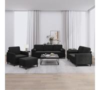 Ensemble de canapés 4 pcs avec coussins noir velours