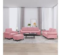 vidaXL Ensemble de canapés 4 pcs avec coussins Rose Velours
