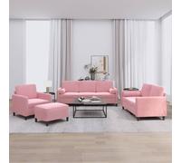 Ensemble de canapés 4 pcs avec coussins rose velours