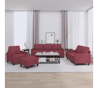 vidaXL Ensemble de canapés 4 pcs avec coussins Rouge bordeaux Tissu