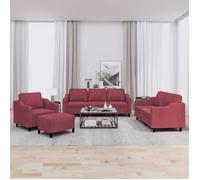 vidaXL Ensemble de canapés 4 pcs avec coussins Rouge bordeaux Tissu