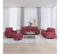 Vidaxl Ensemble De Canapés 4 Pcs Avec Coussins Rouge Bordeaux Tissu Rouge