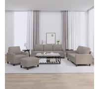 vidaXL Ensemble de canapés 4 pcs avec coussins Taupe Tissu