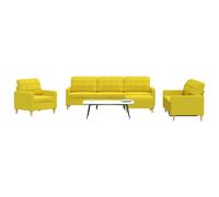 Vidaxl Ensemble De Canapés 4 Pcs Avec Repose-Pied Jaune Clair Tissu Jaune