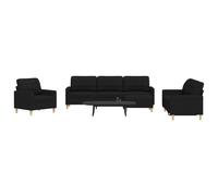 Vidaxl Ensemble De Canapés 4 Pcs Avec Repose-Pied Noir Tissu Noir