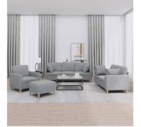 vidaXL Ensemble de canapés 3202078 4 pcs tissu gris clair avec coussins
