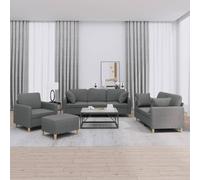 vidaXL Ensemble de canapés 4 pièces tissu gris foncé avec coussins