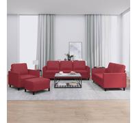 vidaXL Ensemble de canapés 4 pcs et coussins Rouge bordeaux Similicuir