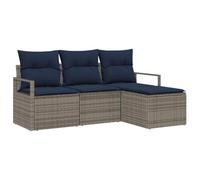 vidaXL Ensemble de Canapés 4 pcs Gris polyrotin, Canapé modulable rectangulaire, Flexible pour Jardin, Salon de Jardin en résine tressée