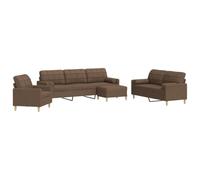 vidaXL Ensemble de canapés 4 pièces – Canapé relax avec repose-pied et coussins décoratifs