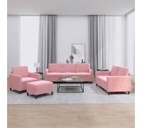 vidaXL Ensemble de Canapés 4 pcs, Sièges avec Coussins, Canapés avec Accoudoirs et Dossier, Meubles avec Repose-Pied Salon, Moderne, Rose Velours