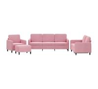 vidaXL Ensemble de Canapés 4 pcs, Sièges avec Coussins, Canapés avec Accoudoirs et Dossier, Meubles avec Repose-Pied Salon, Moderne, Rose Velours