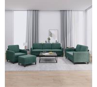 Vidaxl Ensemble De Canapés 4 Pcs Vert Foncé Velours Vert
