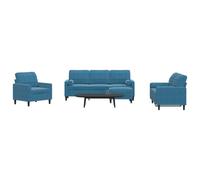 vidaXL Ensemble de canapés 4pcs et coussins et traversins bleu velours