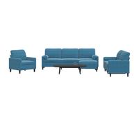 vidaXL Ensemble de canapés 4pcs et Coussins et traversins Bleu Velours, canapé, siège de canapé, canapé Relax, canapé Confort, Fauteuil de télévision
