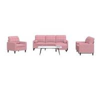 vidaXL Ensemble de canapés 4pcs et coussins et traversins rose velours, canapé, siège de canapé, canapé relax, canapé 3278384 Rose G