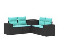 vidaXL Ensemble de Canapés 5 pc Noir et Bleu 200 x 200 x 85 cm