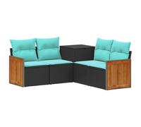 vidaXL Ensemble de Canapés 5 pc Noir et Bleu