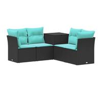 vidaXL Ensemble de Canapés 5 pc Noir et Bleu