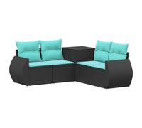 vidaXL Ensemble de Canapés 5 pc Noir et Bleu
