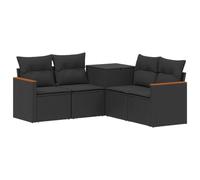 vidaXL Ensemble de Canapés 5 pc Noir Rattan synthétique et Acier