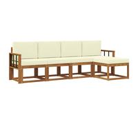 vidaXL Ensemble de Canapés 5 pcs Naturel et Crème Bois d'Acacia Massif