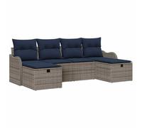 vidaXL Ensemble de Canapés 6 pc 6-Nombre de Places Gris et Marine | Change-le pour des ambiances différentes, Parfait pour chiller dehors, Un coup de chiffon et c'est fait