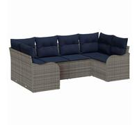 vidaXL Ensemble de Canapés 6 pc Gris [Synthétique]: Poly Rattan | Installation flexible avec des pièces ajustables, Fait pour affronter les éléments, Coussins doux pour un max de détente